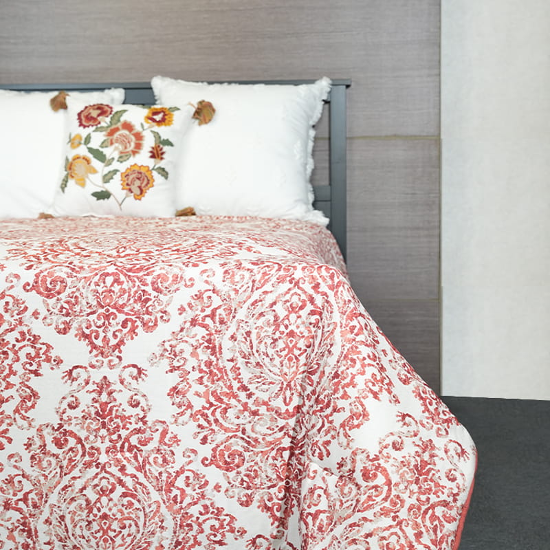 Naka-print na Faux Linen Comforter Set